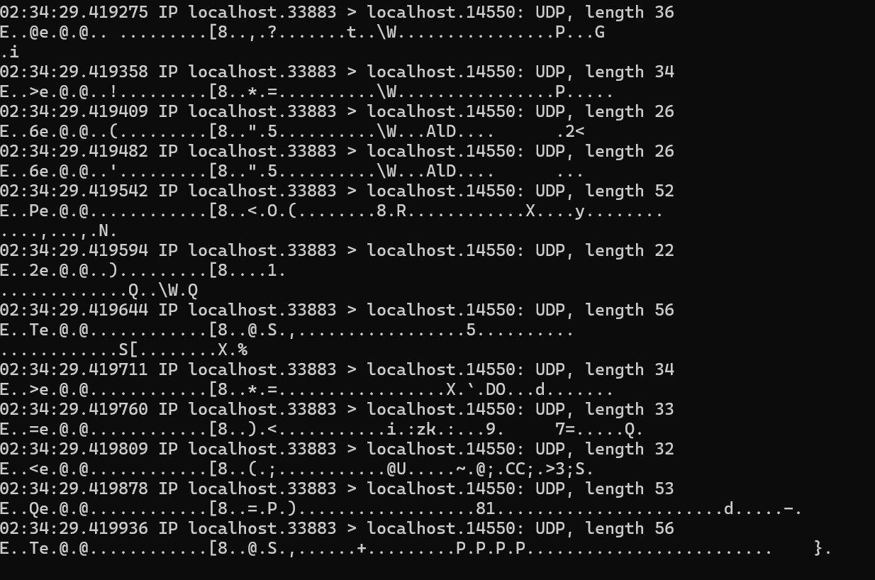 tcpdump showing plaintext MAVLink traffic on UDP 14550